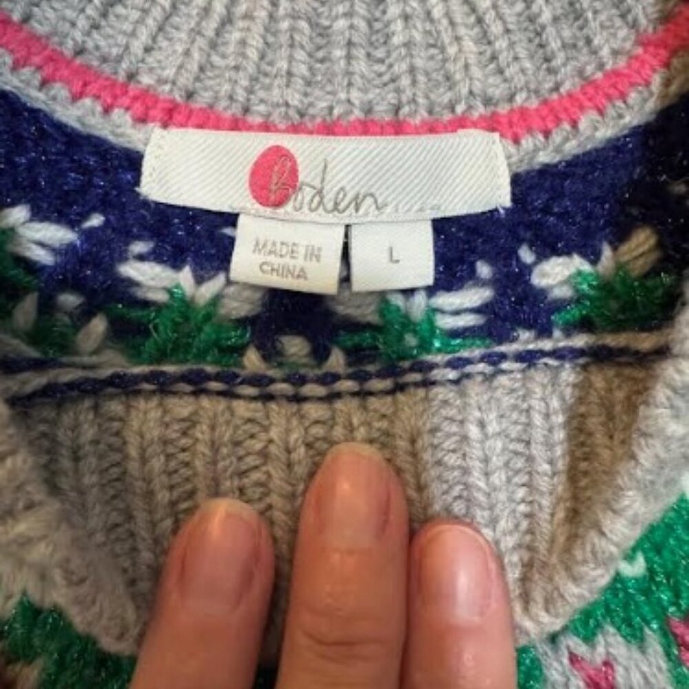 Boden Emma Fair Isle Wool Cotton Blend Sweater - Picture 3 of 10